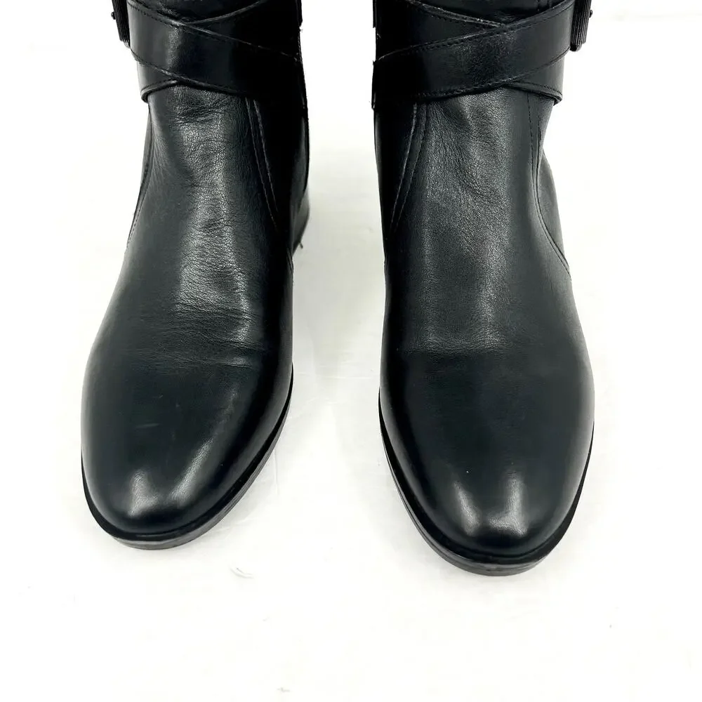 Naturalizer Womens Rena Knee High Boots 8.5M WIDE CALF Black Leather NWOB
